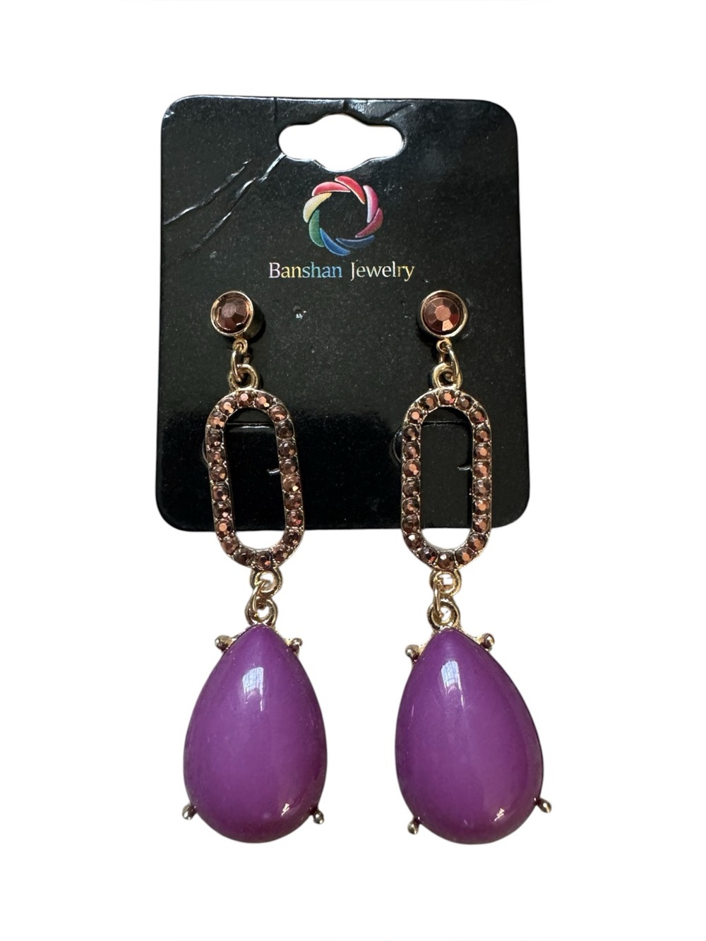 Banshan Jewelry Purple Teardrop Style Dangle Earrings